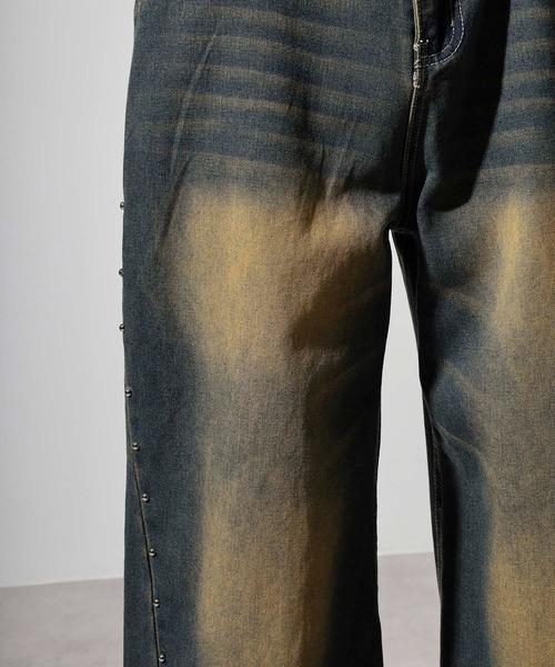 Studded wide baggy denim pants / スタッズワイドバギーデニム