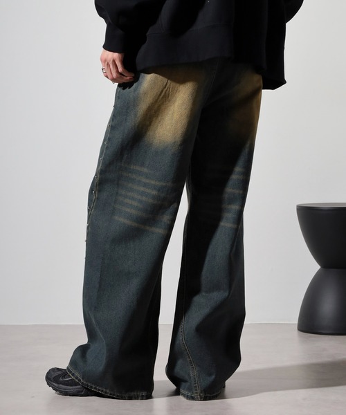 BOFF デニムパンツ ワイド baggy B系 Y2K スタッズ スケーター Butter Goods バターグッズ パンツ BUTTER GOODS LOCK BAGGY DENIM