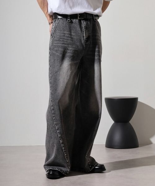 ワイドデニムパンツ スタッズ Y2K studs wide denim Theater code（シアターコード）の「studs denim pant