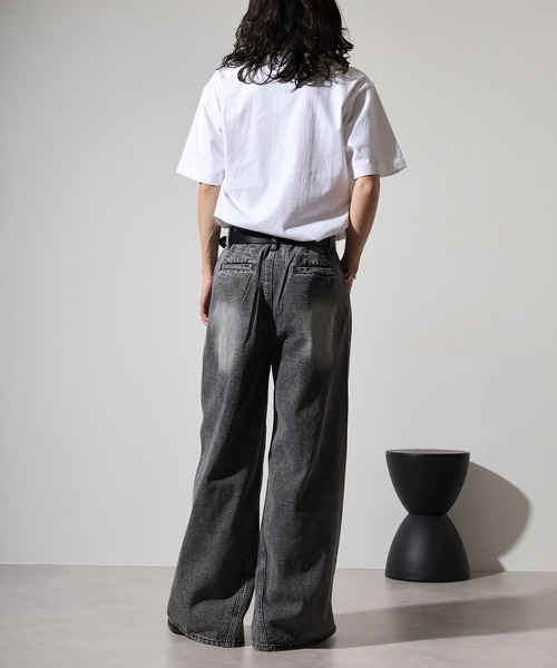 REGIEVO(レジエボ)の「Studded wide baggy denim pants / スタッズワイドバギーデニムパンツ unisex(デニムパンツ・メンズ・ブラック/インディゴブルー・L/M)」の10枚目の写真