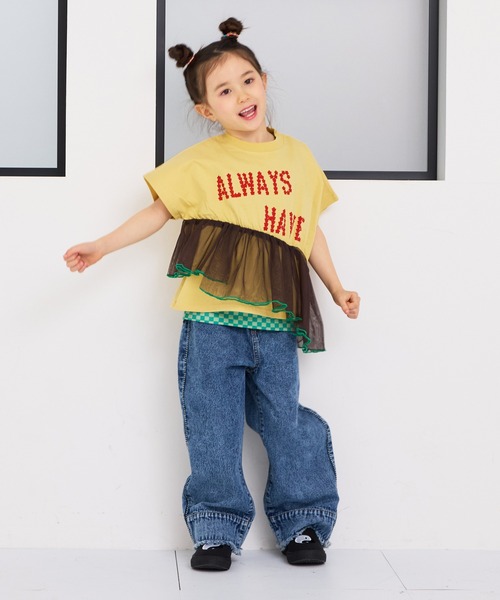 MARKEY'S(マーキーズ)の「ドルマンチュールドッキングTシャツ(Tシャツ/カットソー・キッズ・チャコール/イエロー/ライトピンク・120/110/100/90/150/140/130)」の3枚目の写真