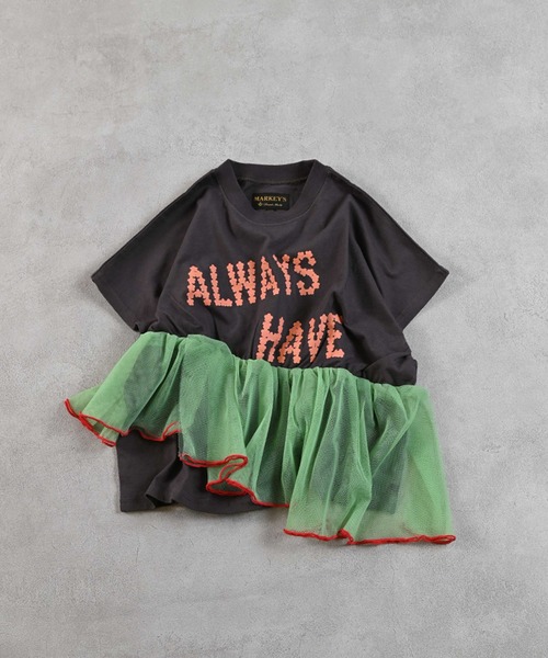 MARKEY'S(マーキーズ)の「ドルマンチュールドッキングTシャツ(Tシャツ/カットソー・キッズ・チャコール/イエロー/ライトピンク・120/110/100/90/150/140/130)」の2枚目の写真