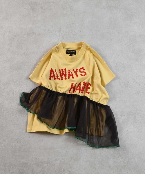 MARKEY'S(マーキーズ)の「ドルマンチュールドッキングTシャツ(Tシャツ/カットソー・キッズ・チャコール/イエロー/ライトピンク・120/110/100/90/150/140/130)」の4枚目の写真