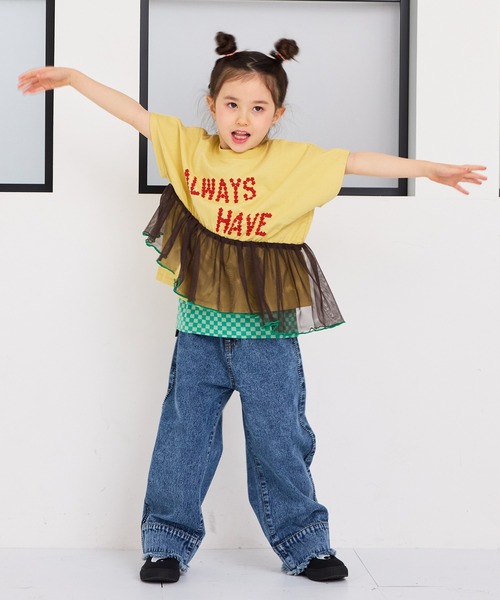 MARKEY'S(マーキーズ)の「ドルマンチュールドッキングTシャツ(Tシャツ/カットソー・キッズ・チャコール/イエロー/ライトピンク・120/110/100/90/150/140/130)」の9枚目の写真