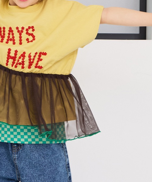 MARKEY'S(マーキーズ)の「ドルマンチュールドッキングTシャツ(Tシャツ/カットソー・キッズ・チャコール/イエロー/ライトピンク・120/110/100/90/150/140/130)」の5枚目の写真