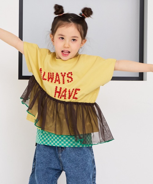 MARKEY'S(マーキーズ)の「ドルマンチュールドッキングTシャツ(Tシャツ/カットソー・キッズ・チャコール/イエロー/ライトピンク・120/110/100/90/150/140/130)」の6枚目の写真