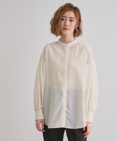 grove（グローブ）の「2WAYシアーボウタイブラウス（シャツ/ブラウス・レディース・ブラック/オフホワイト・02/03/01/05/04）」の6枚目の写真