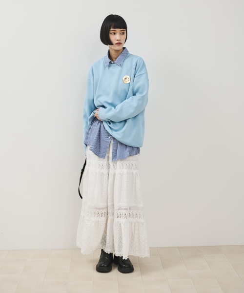 Shelly island(シェリーアイランド)の「コットンレースティアードスカート(スカート・レディース・ホワイト/ブラック・FREE)」の10枚目の写真