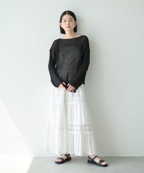 Shelly island(シェリーアイランド)の「コットンレースティアードスカート(スカート・レディース・ホワイト/ブラック・FREE)」の21枚目の写真