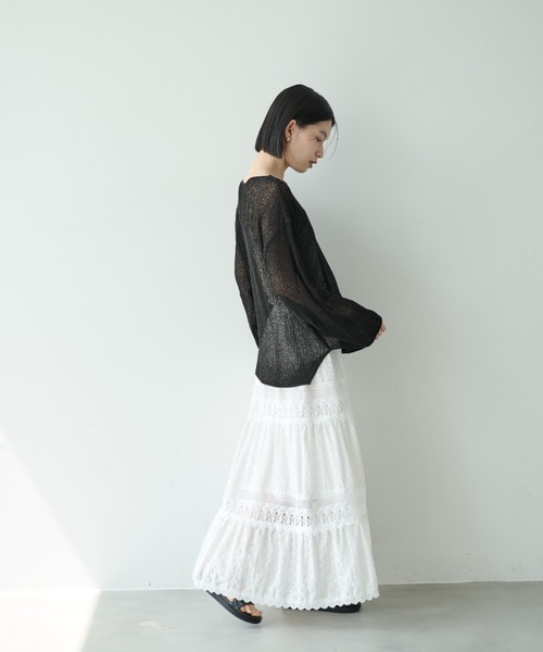 Shelly island(シェリーアイランド)の「コットンレースティアードスカート(スカート・レディース・ホワイト/ブラック・FREE)」の22枚目の写真