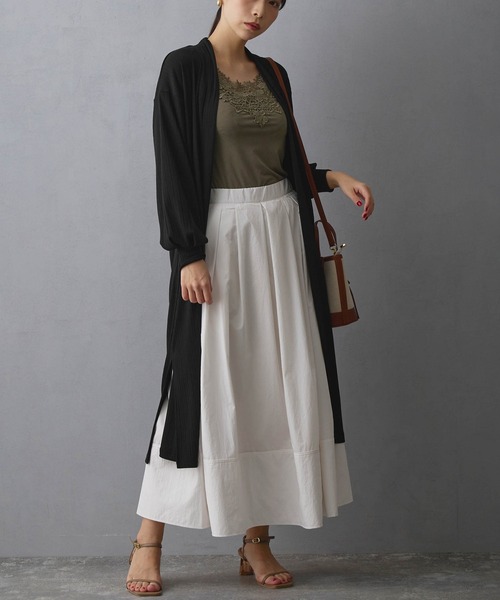 NICOLE white（ニコルホワイト）の「ランダムリブロングトッパー（カーディガン/ボレロ・レディース・ブラック/オフホワイト/サックスブルー/カーキ・FREE）」の7枚目の写真