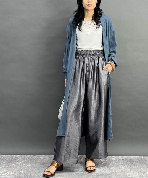 NICOLE white（ニコルホワイト）の「ランダムリブロングトッパー（カーディガン/ボレロ・レディース・ブラック/オフホワイト/サックスブルー/カーキ・FREE）」の8枚目の写真