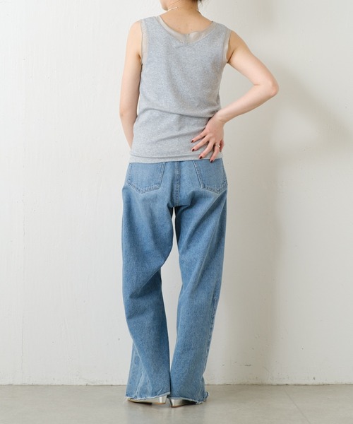 COLLAGE GALLARDAGALANTE(コラージュガリャルダガランテ)の「C′NOTE/シアー切替Vネックタンクトップ(タンクトップ・レディース・ライトグレー/ホワイト/ネイビー・FREE)」の20枚目の写真