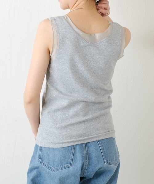 COLLAGE GALLARDAGALANTE(コラージュガリャルダガランテ)の「C′NOTE/シアー切替Vネックタンクトップ(タンクトップ・レディース・ライトグレー/ホワイト/ネイビー・FREE)」の16枚目の写真