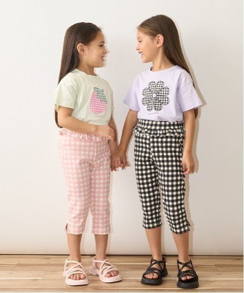 Lycee mine(リセマイン)の「【ともパン】サイドスリット7分丈カプリパンツ(その他パンツ・キッズ・クリーム/サックスブルー/カラフル/ブラック/ピンク/ベージュ/ミント/ラベンダー/アイボリー・100cm/120cm/110cm/130cm/140cm)」の14枚目の写真