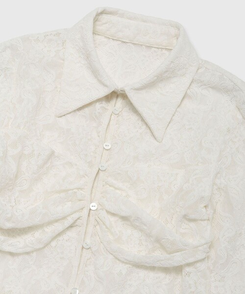 JOSE MOON/長袖シャツ/FREE/ポリエステル/WHT/1724510560-0 JOSEMOON SHIRT with PEARL(F BLACK): TOPSjosemoon