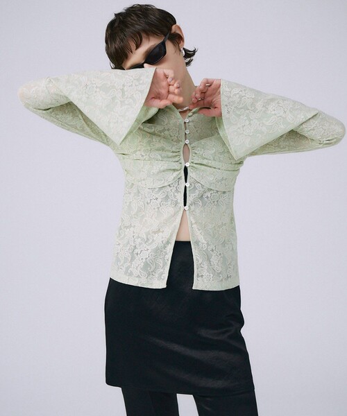 JOSE MOON(ジョゼムーン)の「【JOSEMOON/ジョゼムーン】FLOW LACE SHIRT/レースシャツ/ブラウス(シャツ/ブラウス・レディース・ホワイト/ミント/ブラック・FREE)」の19枚目の写真