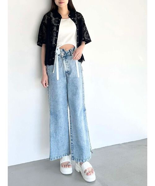 CALNAMUR（カルナムール）の「FLOWER LACE HALF SLEEVE SHIRTS（シャツ/ブラウス・レディース・ホワイト/レッド/ブラック・FREE）」の6枚目の写真