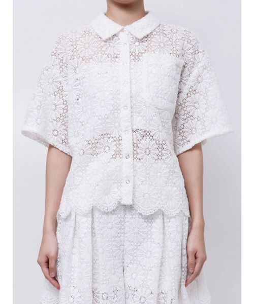 CALNAMUR（カルナムール）の「FLOWER LACE HALF SLEEVE SHIRTS（シャツ/ブラウス・レディース・ホワイト/レッド/ブラック・FREE）」の9枚目の写真
