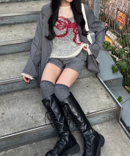 nemne store(ネンネストア)の「アソート柄シアーニット(ニット/セーター・レディース・グリーン系/ホワイト系/ネイビー/ブラック系・MEDIUM/SMALL)」の5枚目の写真