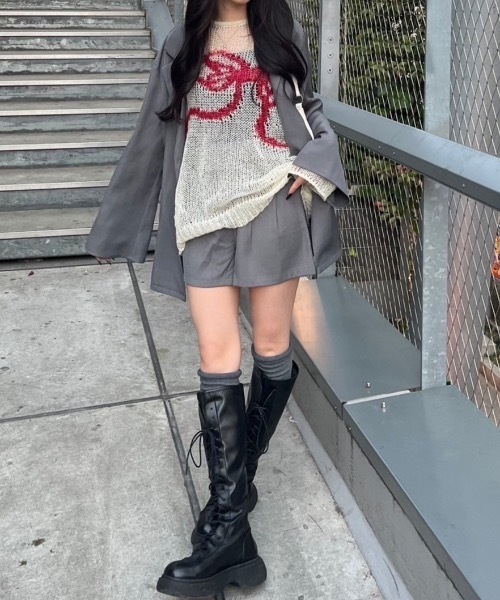 nemne store(ネンネストア)の「アソート柄シアーニット(ニット/セーター・レディース・グリーン系/ホワイト系/ネイビー/ブラック系・MEDIUM/SMALL)」の6枚目の写真