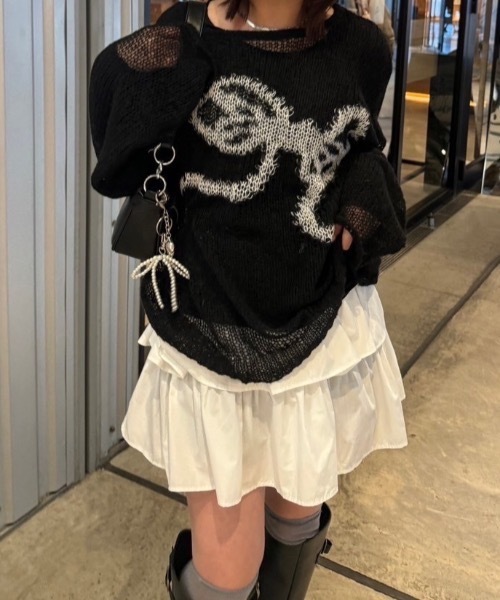 nemne store(ネンネストア)の「アソート柄シアーニット(ニット/セーター・レディース・グリーン系/ホワイト系/ネイビー/ブラック系・MEDIUM/SMALL)」の13枚目の写真