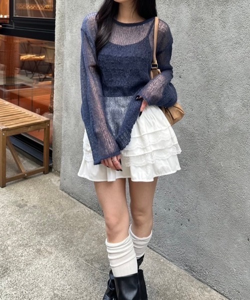 nemne store(ネンネストア)の「アソート柄シアーニット(ニット/セーター・レディース・グリーン系/ホワイト系/ネイビー/ブラック系・MEDIUM/SMALL)」の18枚目の写真
