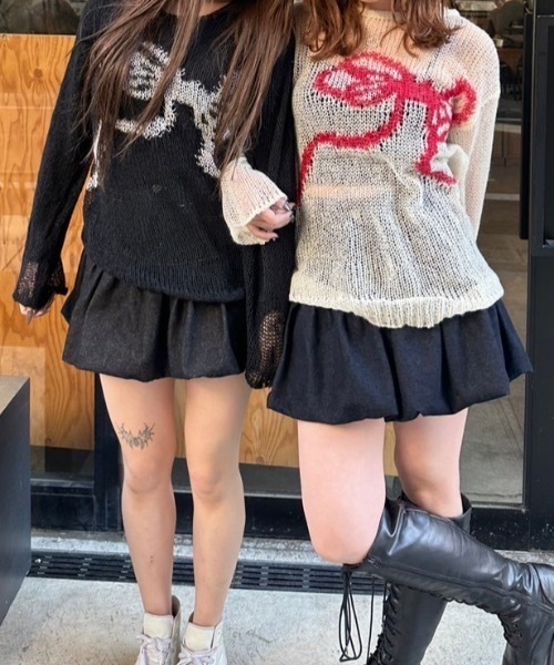 nemne store(ネンネストア)の「アソート柄シアーニット(ニット/セーター・レディース・グリーン系/ホワイト系/ネイビー/ブラック系・MEDIUM/SMALL)」の9枚目の写真