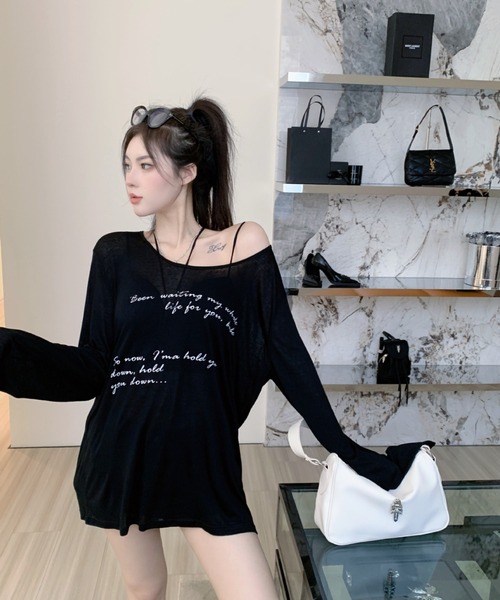 LETee(レティー)の「シアーオフショルダートップス(Tシャツ/カットソー・レディース・ベージュ/ホワイト/ブラック/ブルー・FREE)」の11枚目の写真