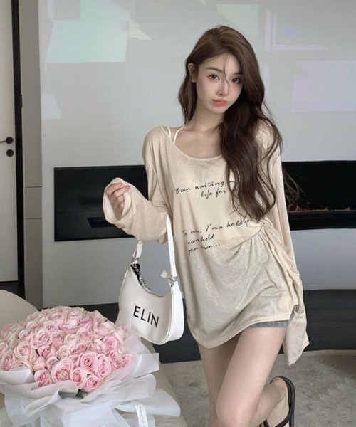 LETee(レティー)の「シアーオフショルダートップス(Tシャツ/カットソー・レディース・ベージュ/ホワイト/ブラック/ブルー・FREE)」の10枚目の写真
