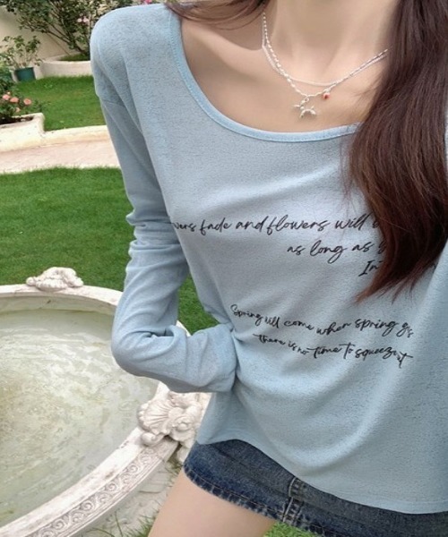 LETee(レティー)の「シアーオフショルダートップス(Tシャツ/カットソー・レディース・ベージュ/ホワイト/ブラック/ブルー・FREE)」の6枚目の写真