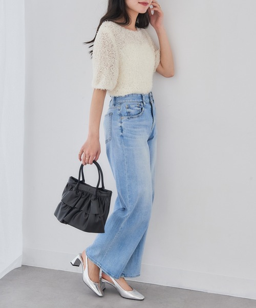 MAGASIN DE MODE Chou Chou(マガジンデモードシュシュ)の「【MAGASIN DE MODE Chou Chou】ラッフルミディトート フリル ミニトート バッグ ガーリー SNBD(トートバッグ・レディース・シルバー/ブラック/アイボリー・FREE)」の18枚目の写真