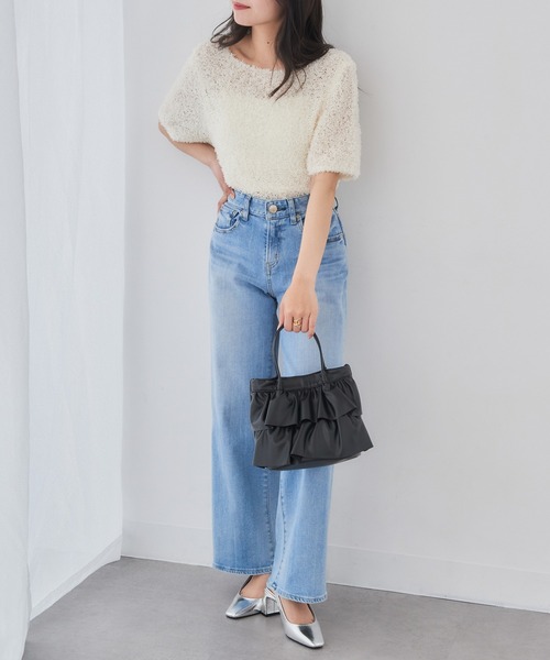 MAGASIN DE MODE Chou Chou(マガジンデモードシュシュ)の「【MAGASIN DE MODE Chou Chou】ラッフルミディトート フリル ミニトート バッグ ガーリー SNBD(トートバッグ・レディース・シルバー/ブラック/アイボリー・FREE)」の19枚目の写真