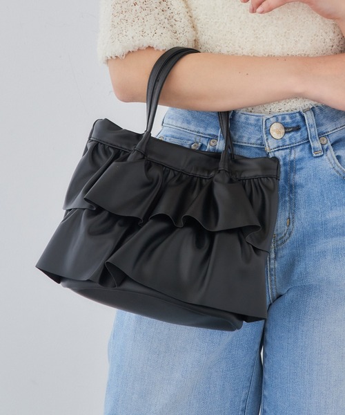 MAGASIN DE MODE Chou Chou(マガジンデモードシュシュ)の「【MAGASIN DE MODE Chou Chou】ラッフルミディトート フリル ミニトート バッグ ガーリー SNBD(トートバッグ・レディース・シルバー/ブラック/アイボリー・FREE)」の15枚目の写真