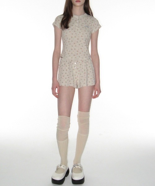 CRANK（クランク）の「【CRANK】FLOWER HENLEY NECK TOP / 【クランク