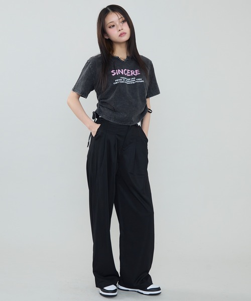 SEN TOKYO（セントーキョー）の「シンプルな中にトレンド感をプラス。ハイウエストロールダウン スラックス（スラックス・レディース・グレー/ブラック・S/M/L）」の12枚目の写真