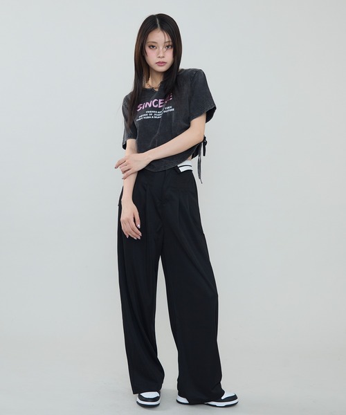 SEN TOKYO（セントーキョー）の「シンプルな中にトレンド感をプラス。ハイウエストロールダウン スラックス（スラックス・レディース・グレー/ブラック・S/M/L）」の10枚目の写真