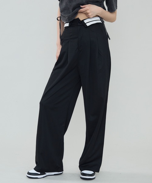 SEN TOKYO（セントーキョー）の「シンプルな中にトレンド感をプラス。ハイウエストロールダウン スラックス（スラックス・レディース・グレー/ブラック・S/M/L）」の9枚目の写真