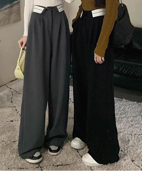 SEN TOKYO（セントーキョー）の「シンプルな中にトレンド感をプラス。ハイウエストロールダウン スラックス（スラックス・レディース・グレー/ブラック・S/M/L）」の16枚目の写真