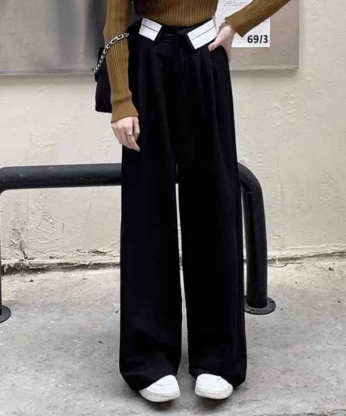 SEN TOKYO（セントーキョー）の「シンプルな中にトレンド感をプラス。ハイウエストロールダウン スラックス（スラックス・レディース・グレー/ブラック・S/M/L）」の18枚目の写真