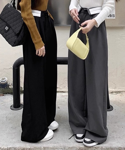 SEN TOKYO（セントーキョー）の「シンプルな中にトレンド感をプラス。ハイウエストロールダウン スラックス（スラックス・レディース・グレー/ブラック・S/M/L）」の19枚目の写真