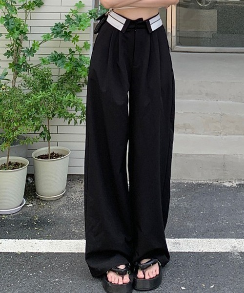 SEN TOKYO（セントーキョー）の「シンプルな中にトレンド感をプラス。ハイウエストロールダウン スラックス（スラックス・レディース・グレー/ブラック・S/M/L）」の21枚目の写真