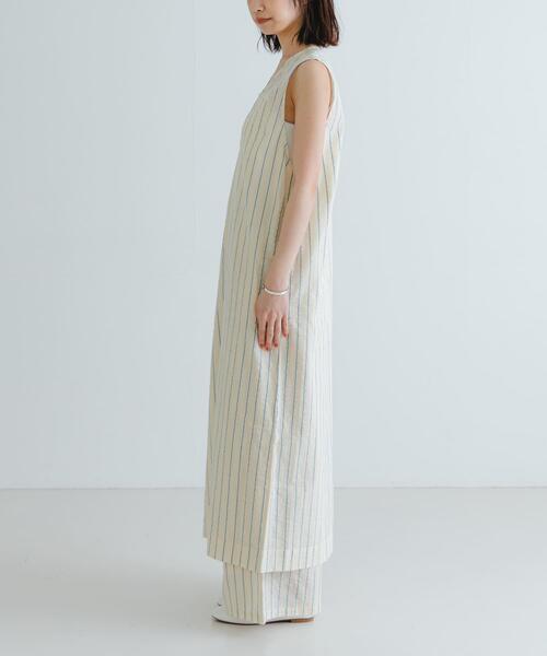 URBAN RESEARCH（アーバンリサーチ）の「new basic　インドコットンサッカーストライプワンピース（ワンピース・レディース・ライトベージュ/レッド・FREE）」の6枚目の写真