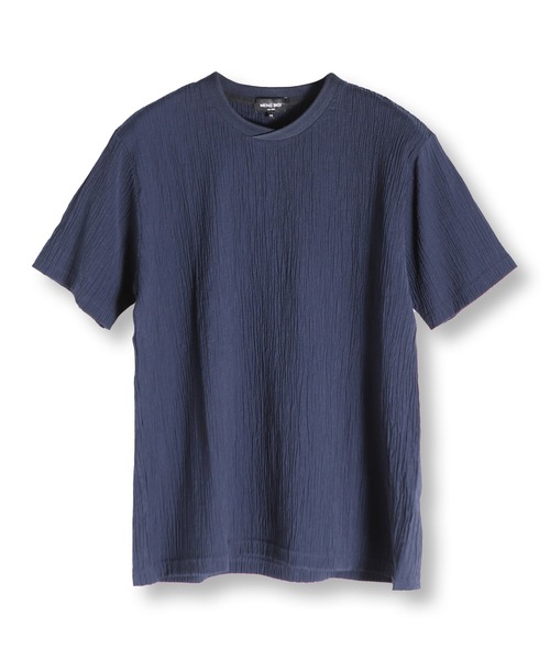 MEN'S BIGI（メンズビギ）の「リネンブレンド楊柳リブネックTシャツ（Tシャツ/カットソー・メンズ・ネイビー/ピンク/グレー/ホワイト・02/03/04/01）」の3枚目の写真