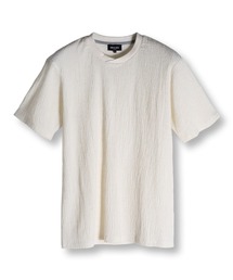 リネンブレンド楊柳リブネックTシャツ