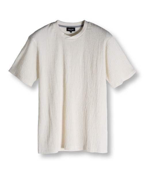 MEN'S BIGI（メンズビギ）の「リネンブレンド楊柳リブネックTシャツ（Tシャツ/カットソー・メンズ・ネイビー/ピンク/グレー/ホワイト・02/03/04/01）」の2枚目の写真