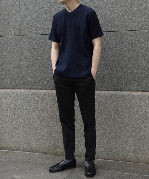 MEN'S BIGI（メンズビギ）の「リネンブレンド楊柳リブネックTシャツ（Tシャツ/カットソー・メンズ・ネイビー/ピンク/グレー/ホワイト・02/03/04/01）」の10枚目の写真