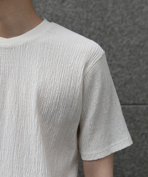 MEN'S BIGI（メンズビギ）の「リネンブレンド楊柳リブネックTシャツ（Tシャツ/カットソー・メンズ・ネイビー/ピンク/グレー/ホワイト・02/03/04/01）」の12枚目の写真