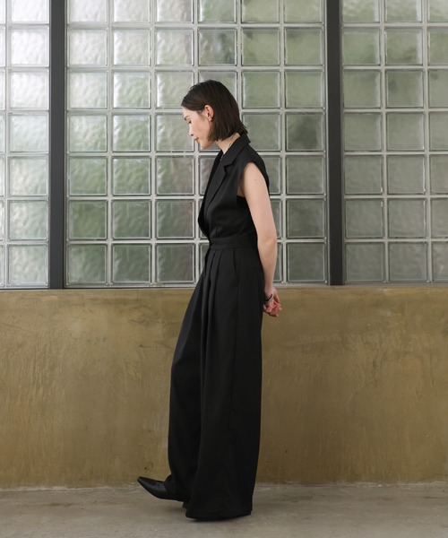 select MOCA（セレクトモカ）の「テーラードウエストボタンオールインワン（パンツドレス・レディース・チャコールグレー/ブラック・FREE）」の14枚目の写真