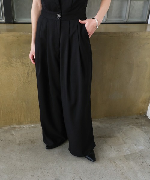 select MOCA（セレクトモカ）の「テーラードウエストボタンオールインワン（パンツドレス・レディース・チャコールグレー/ブラック・FREE）」の15枚目の写真